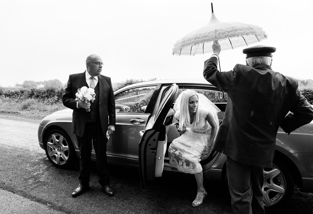 bride arriving at church