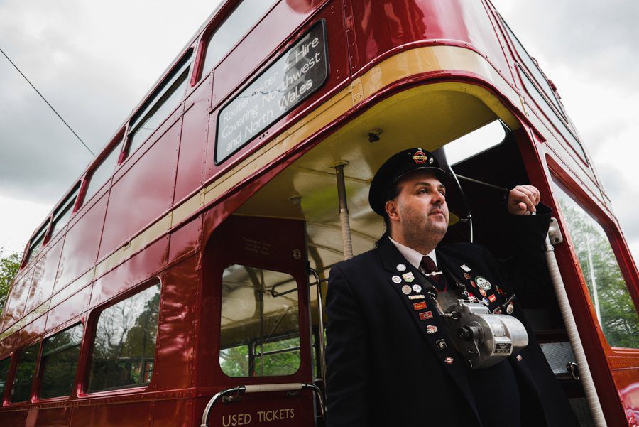 red bus wedding