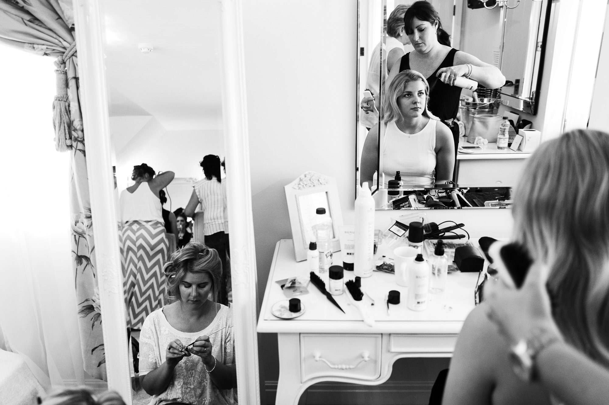 bride getting ready sandhole oak barn
