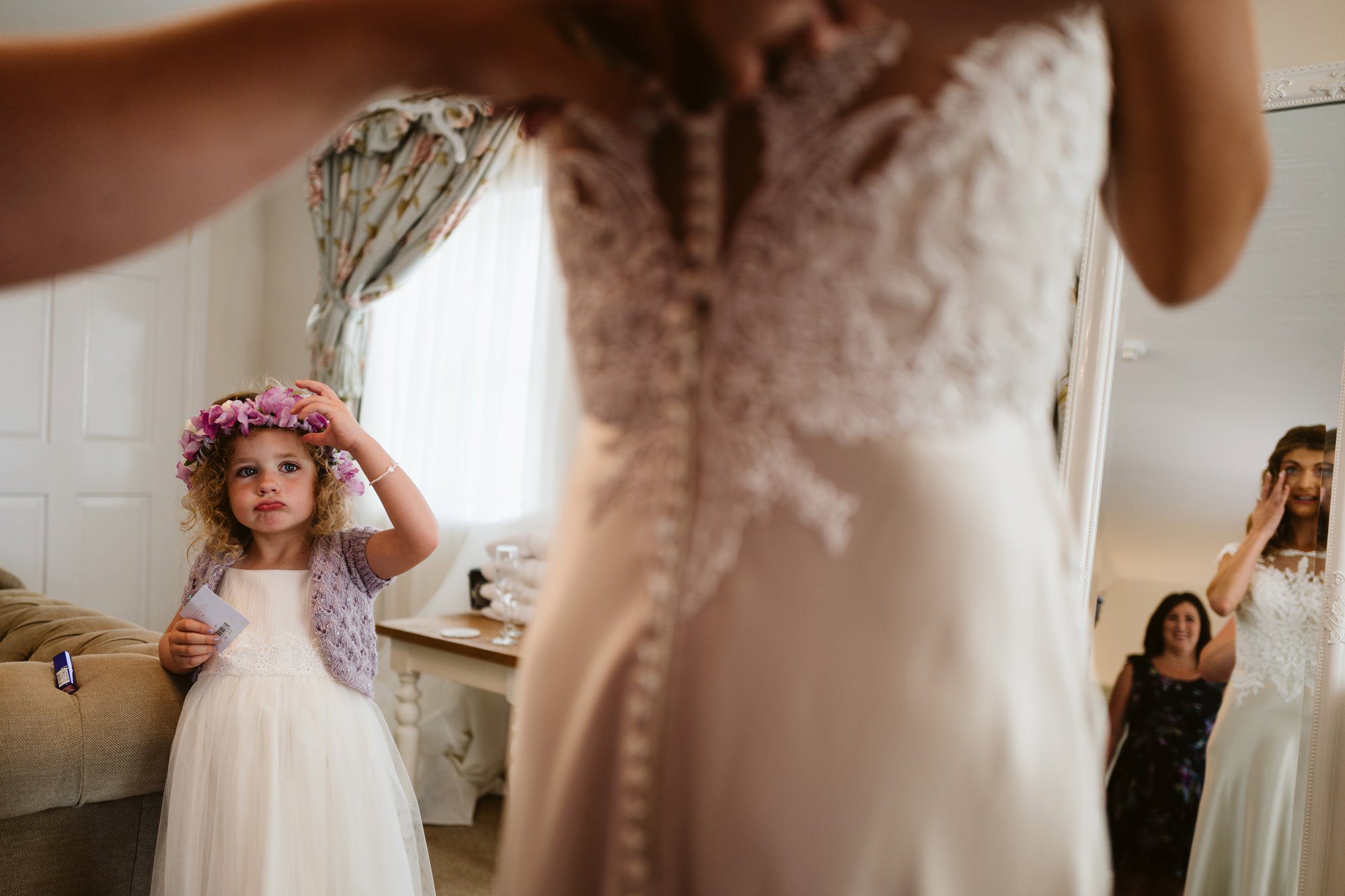 bride getting ready sandhole oak barn